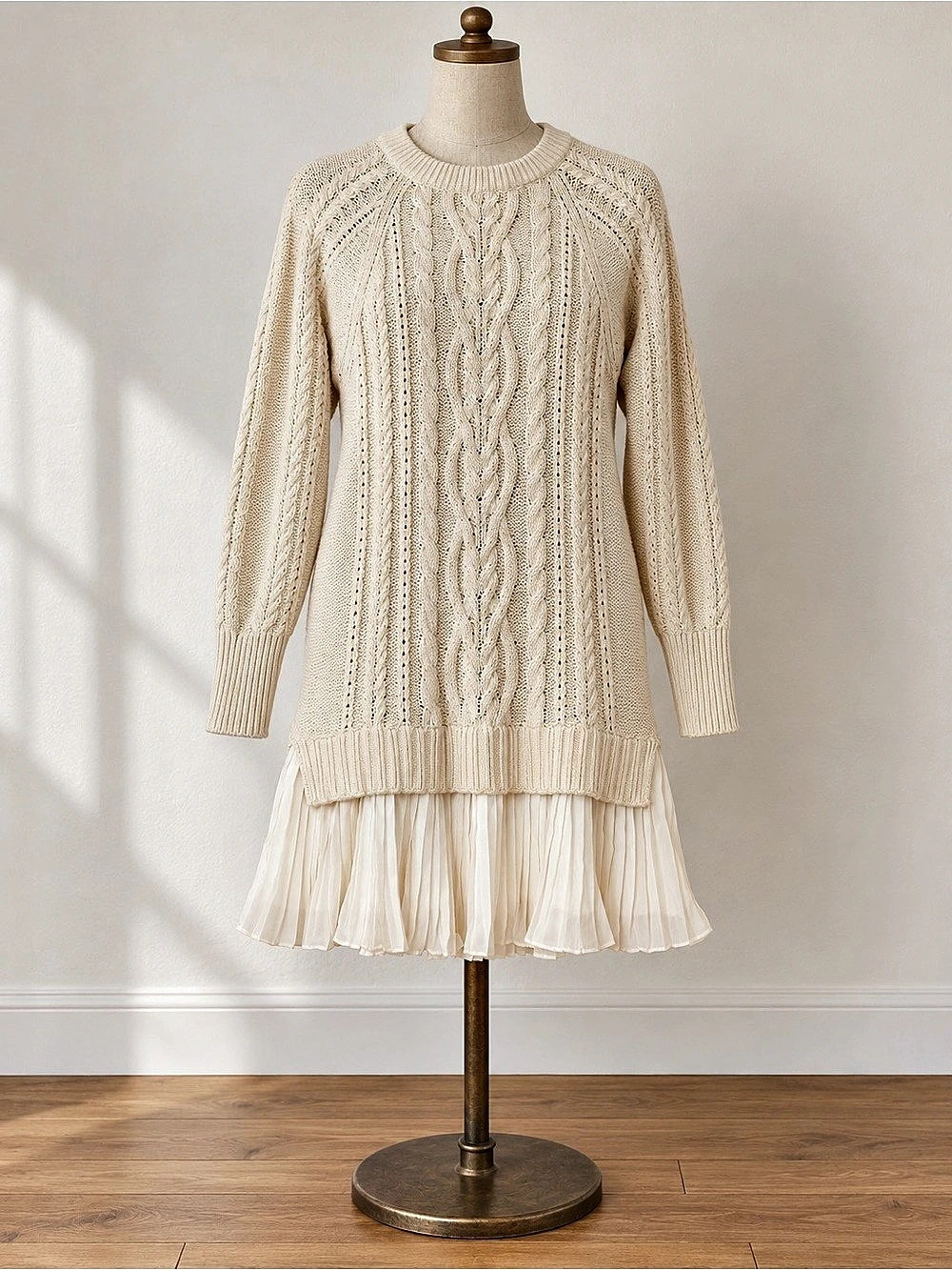 Anthropologie Delphine Sweater Twofer Mini Dress Cream Small